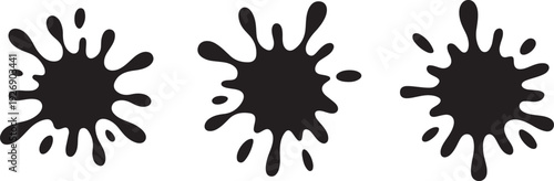 inkblot set of three abstract ink splatters on white background
