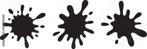 inkblot three ink splatters horizontal arrangement on white