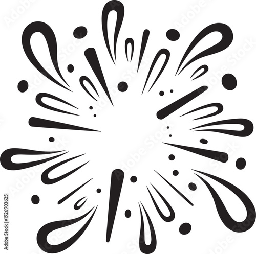 burst symmetrical radial splash teardrop circle graphic element vector