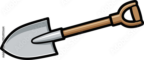 Cartoon Shovel Illustration for Digging and Gardening Tasks.
