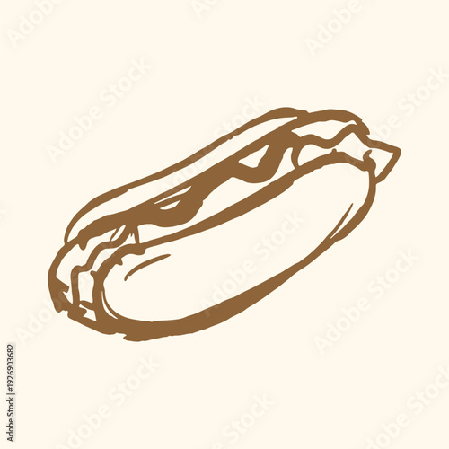 Illustration of an food sketch hotdog