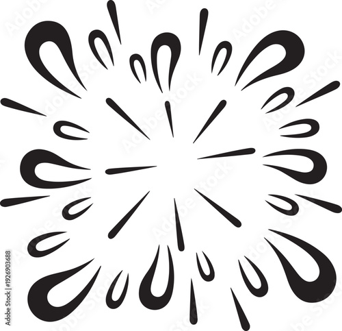 burst radial pattern teardrop and circle vector motif for design logos
