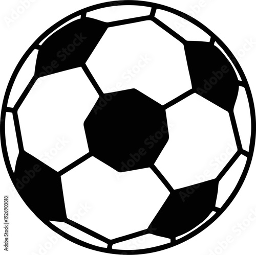 Classic black and white soccer ball illustration.