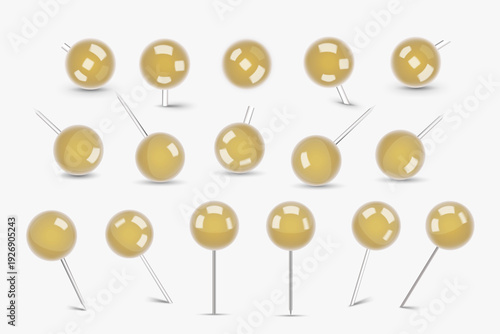 Map Pin Icons Set, Push Pin Location Marker Vector Clipart & Navigation Symbols