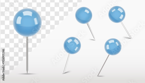 Map Pin Icons Set, Push Pin Location Marker Vector Clipart & Navigation Symbols