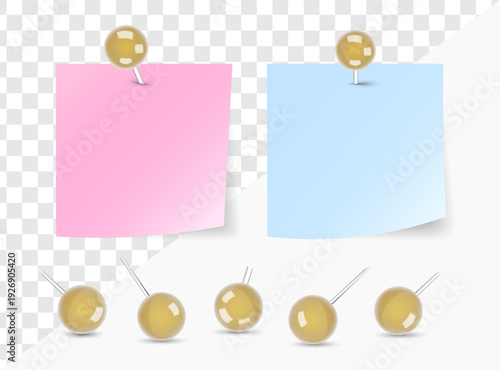Push Pin with Sticky Note Paper, Message Note