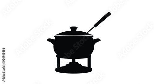 Black fondue pot with burner a simple kitchen design silhouette