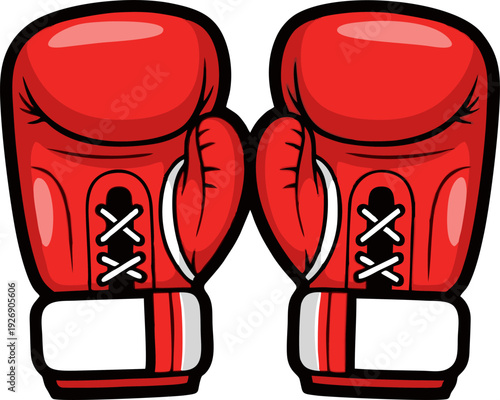 Pair of Red Boxing Gloves Ready for a Fight.