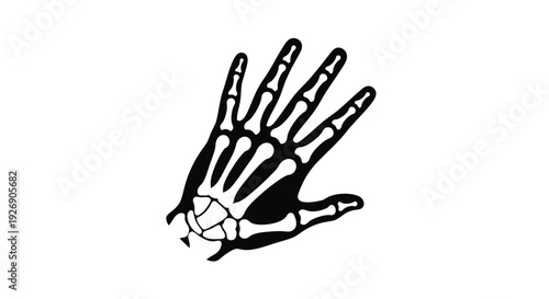 Detailed human hand skeleton displayed as a dark silhouette