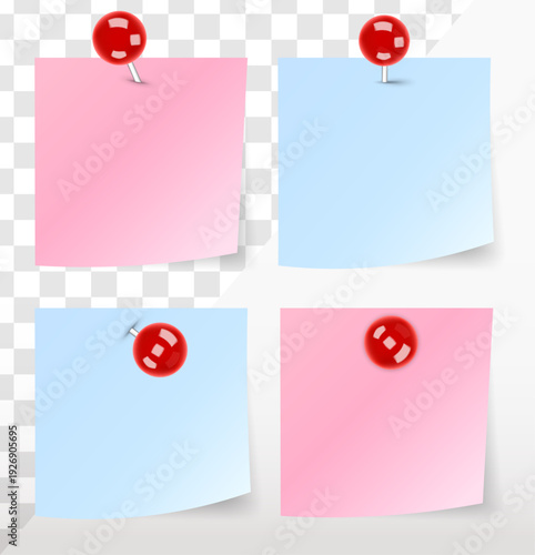 Push Pin with Sticky Note Paper, Message Note