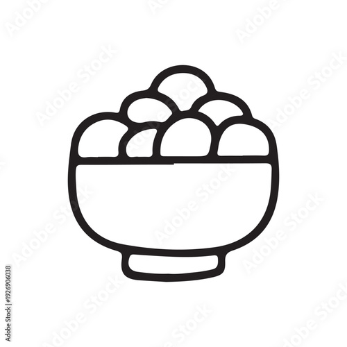 Bowl of Fruits or Eggs Hand Drawn Illustration