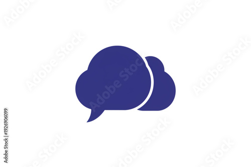 Cloud Conversations: A minimalist depiction of two interlocked speech bubbles in a serene shade of blue, suggesting dialogue, communication, and digital interaction.