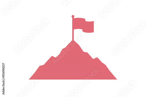 Reaching the Summit: A vibrant flag waves proudly atop a mountain peak, symbolizing aspiration, achievement, and the journey toward a set objective.
