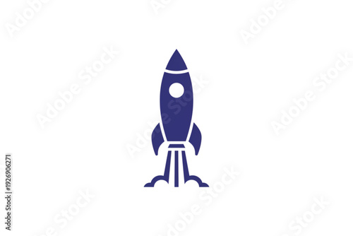 Rocket Ascent: A stylized rocket, poised for launch, symbolizes ambition and progress against a plain background, representing innovation and upward trajectory. 