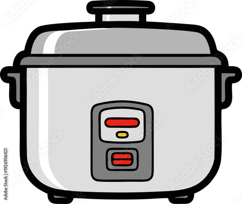 Simple Cartoon Illustration of a Modern Electric Rice Cooker.