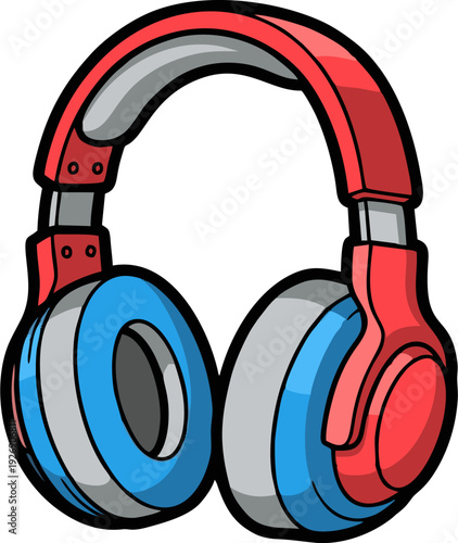 Vibrant Red and Blue Over-Ear Headphones for Immersive Audio Experience.