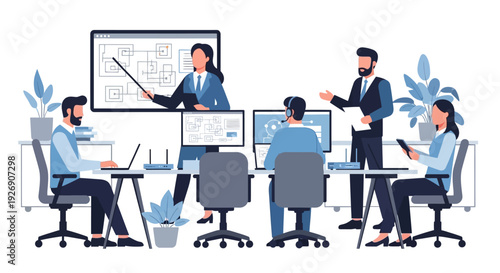 Business Meeting Team Collaboration Strategy Discussion.