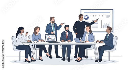 Business Meeting Presentation Team Collaboration Strategy Discussion.