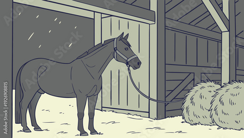 white horse in winter