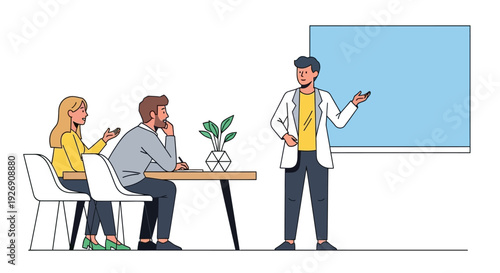 Business Meeting Presentation with Colleagues Attending.