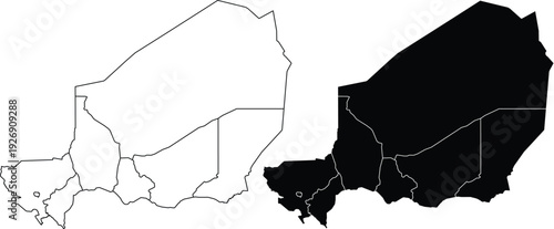 Niger map with internal administrative divisions Africa