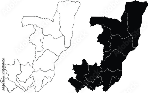 Republic of the Congo map with internal divisions Africa