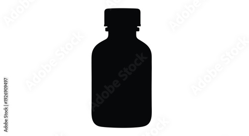 A simple black silhouette of a bottle against a white background silhouette
