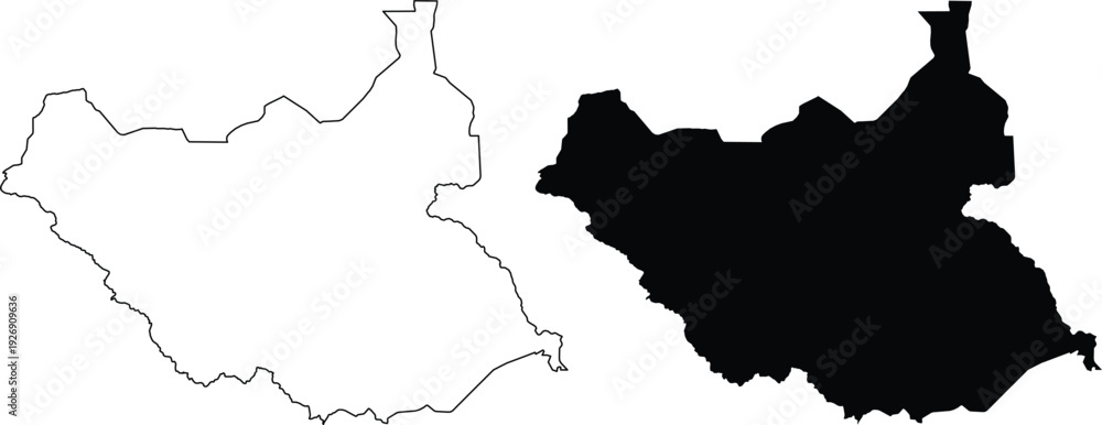 Fototapeta premium South Sudan Map Outline And Silhouette africa