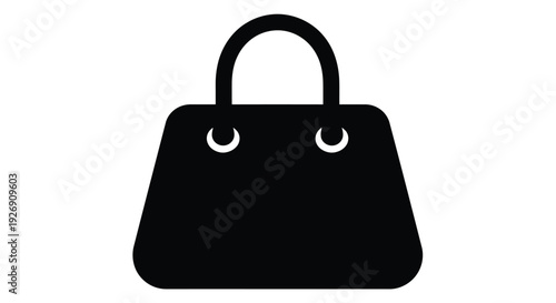 Simple black handbag icon with handles a minimalist silhouette