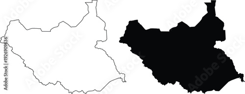 South Sudan Map Outline And Silhouette africa