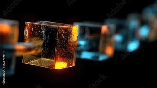 Wallpaper Mural Glowing Translucent Cube Chain in Space Lab Experiment Torontodigital.ca