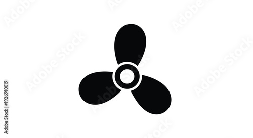 Abstract black shape resembling a propeller minimalist silhouette