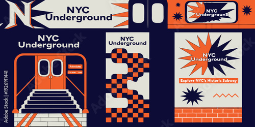Vintage Subway Typography SVG “NYC Underground” – Bold Condensed Font, Gritty Vector Style Banner, Card, Flyer Design with Retro NYC Transit Aesthetic