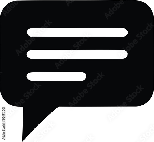 Message Bubble Icon with Text Lines – Chat and Communication Symbol Illustration