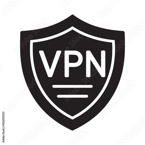A black shield icon displays the letters vpn for virtual private network