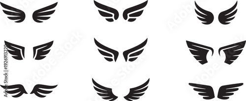 wing logo collection nine stylized wing designs for emblem badge