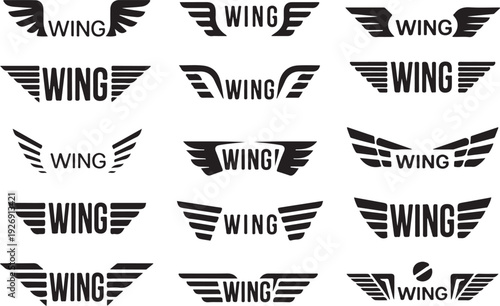 wing logo set vector emblems for brand identity