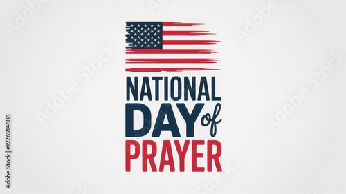 National Day of Prayer design with American flag on white background