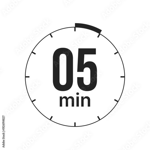 5 Minute Timer Icon for Countdown and Time Management
