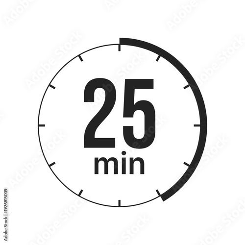25 minute timer icon for countdown and time management