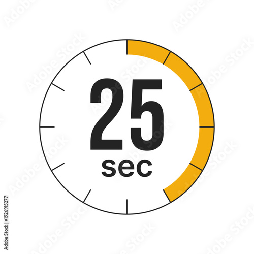 25 seconds timer icon with yellow progress bar on white background