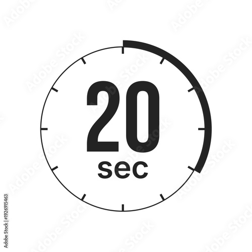 20 seconds timer icon for countdown and time management