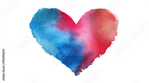 Heart symbol watercolor red blue gradient texture white background heartfelt colorful heart symbol watercolor red blue gradient texture white