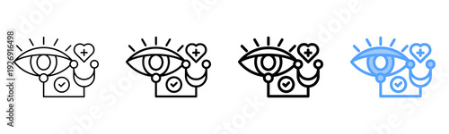 Optical Examination Icon Different Style Outline Collection Set 