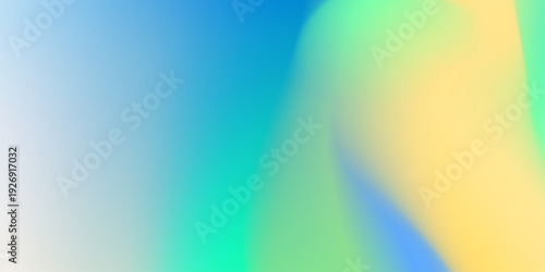 Soft Green Blue Yellow Gradient Abstract Background. Vivid blurred colorful wallpaper background. Pastel Smooth Gradient Background .  Trendy fluid wave 3d rendering. Abstract stylish blurred texture

