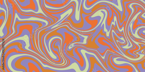 Grioovy psychedelic wave background for banner design. Retro 60s 70s psychedelic pattern. Modern wave retro abstract design. Rainbow 60s, 70s, hippie vector