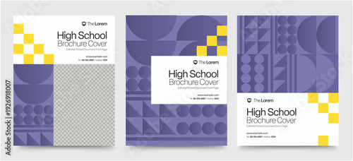 High School Brochure Cover Template for School Prospectus, Catalog & Flyer Poster Layout
