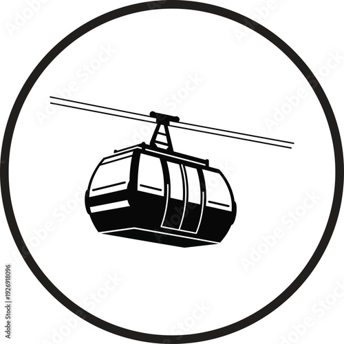 Aerial tramway car in circular frame