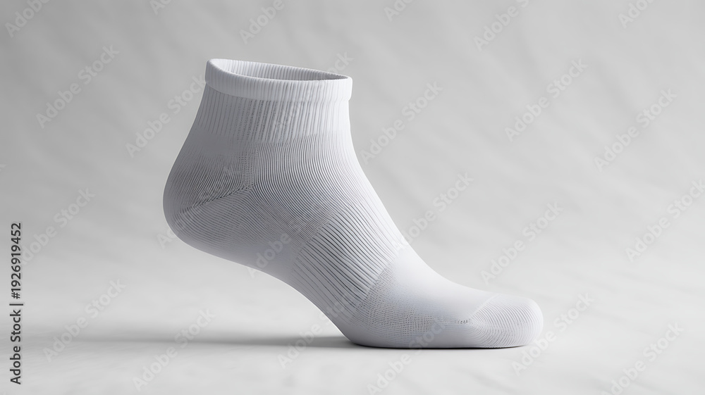 White athletic sock with seamless pattern vector illustration flat design