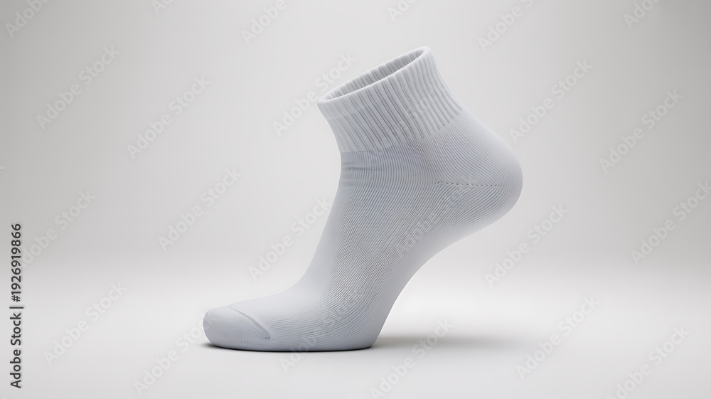 White athletic sock knitted texture flat design vector illustration isolated